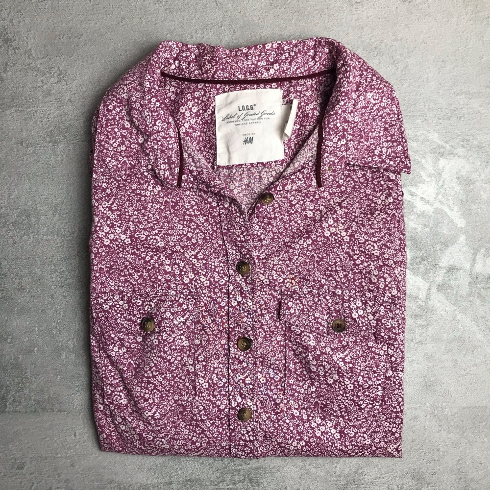 H&M Purple Flower Button-Up Shirt